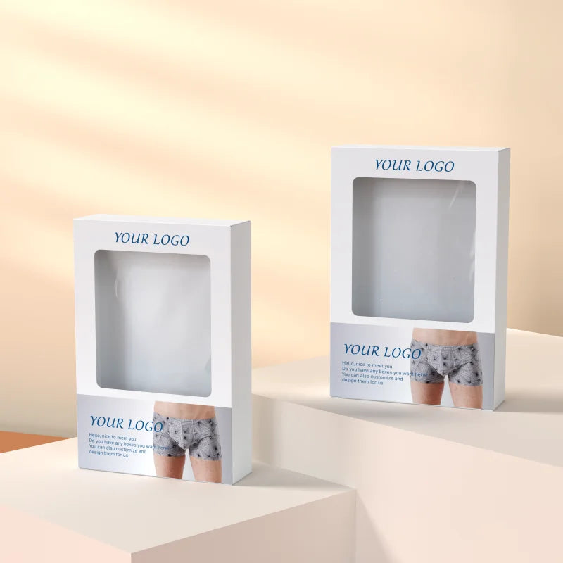 Customized Printing Recyclable Underwear Packaging Kraft Paper Cardboard Box with Transparent Window