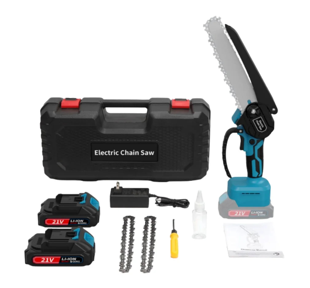 6-Inch Electric Chainsaw Cordless Mini Chainsaw Brushed Portable Handheld Small Chain Saw with 2 Batteries Wood Cutting