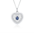 YBO Fashion 925 Sterling Silver Dainty Necklaces Hollow Out Heart Pendant With Natural Blue Sapphire Trendy Bulk for Weddings