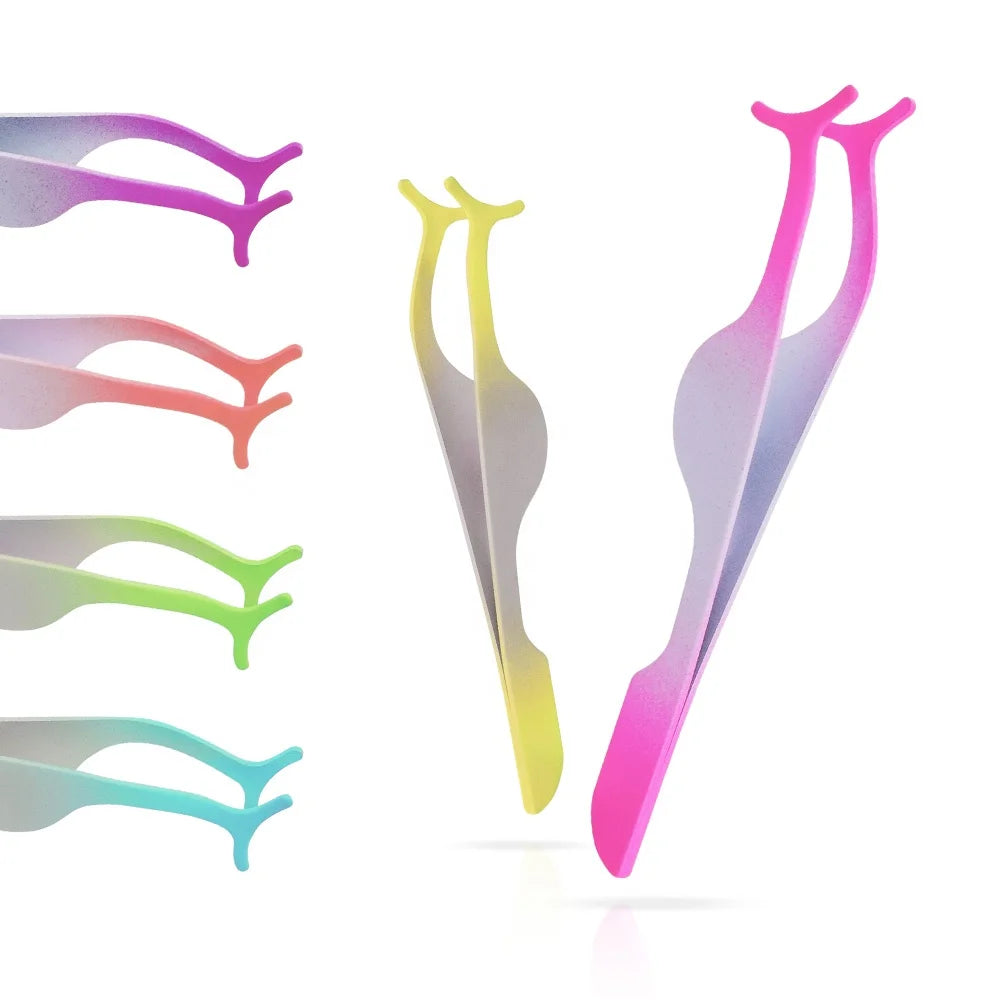 Hot False Eyelash Tweezers Fake Eye Lash Applicator Eyelash Extension Curler Nipper Auxiliary Clip Clamp Makeup Forceps Tools