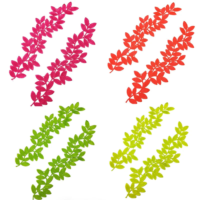 Tela De Encaje Multicolor Polyester Leaf Embroidery Mirror Appliques Custom Sewing Patch for Clothing Bags Decal Decoration