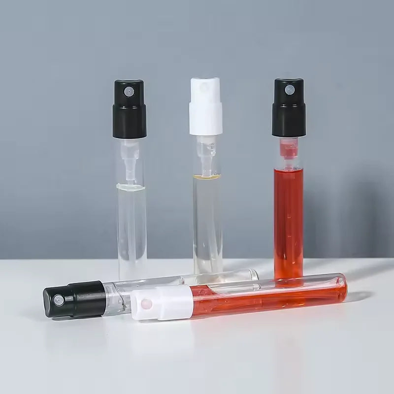Mini 1.5ml 2ml Leak-Proof Glass Perfume Sample Tester Vials with Pump Sprayer Convenient Crimp Seal Design