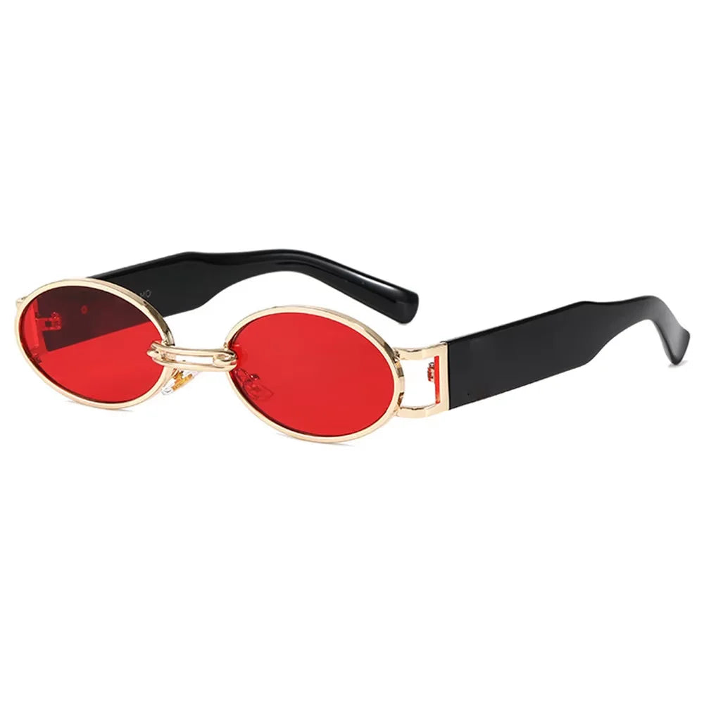 8036 Vintage Steam Punk Men Small Oval Sun Glasses New Brand Designer Fashion Red Brown Sunglasses for Women Men
