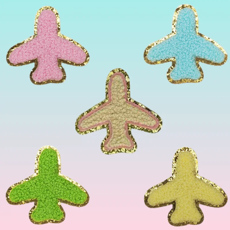 Pinstar Applique Manufacturer Custom Designer Quality Letters Chenille Patch Wholesale Colorful Towel Chenille Patches Airplane