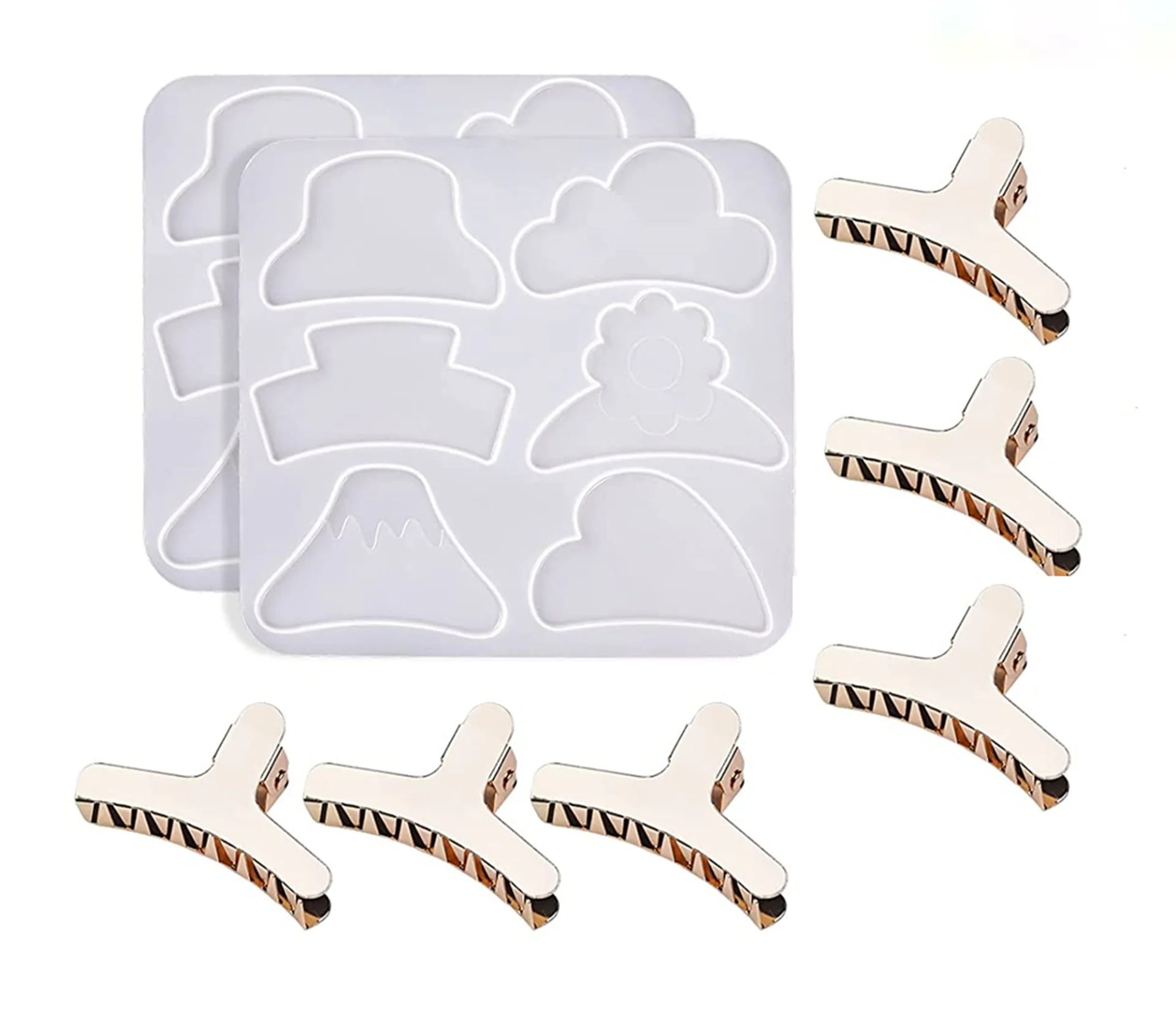 Hair Clip Resin Mold Epoxy Casting Silicone Molds With Metal Hair Claw Epoxy Resin Diy JewelryThin Hair