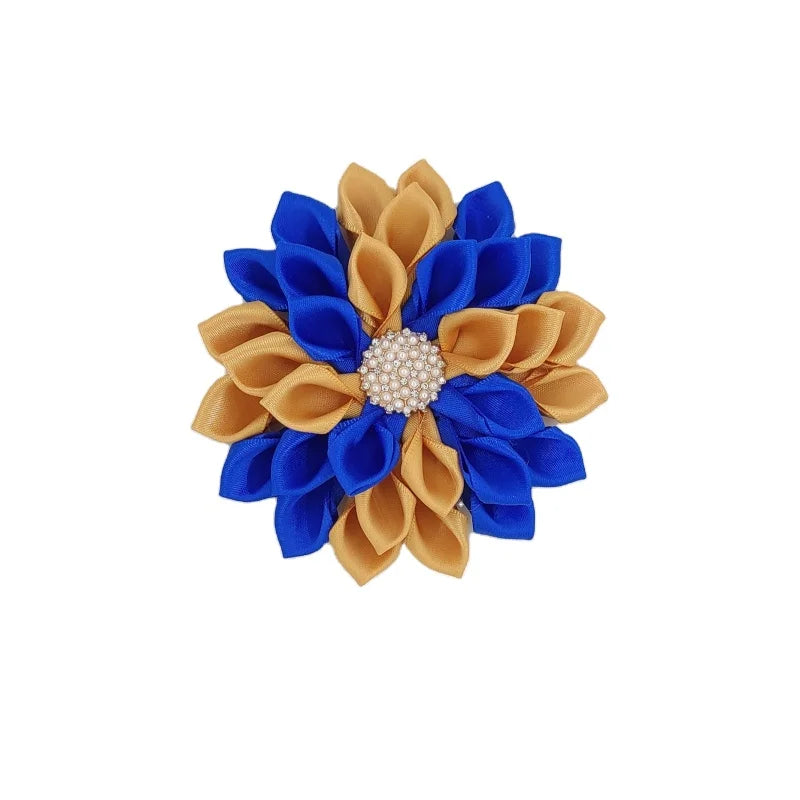 9cm Satin Ribbon Layer Petal Flower Women's Wedding Engagement Gift Brooch Pin