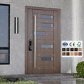 Foshan Yohome Custom Villa Frosted Glass Panel Smart Lock System External Entrance Pivot Door With Wood Front Door