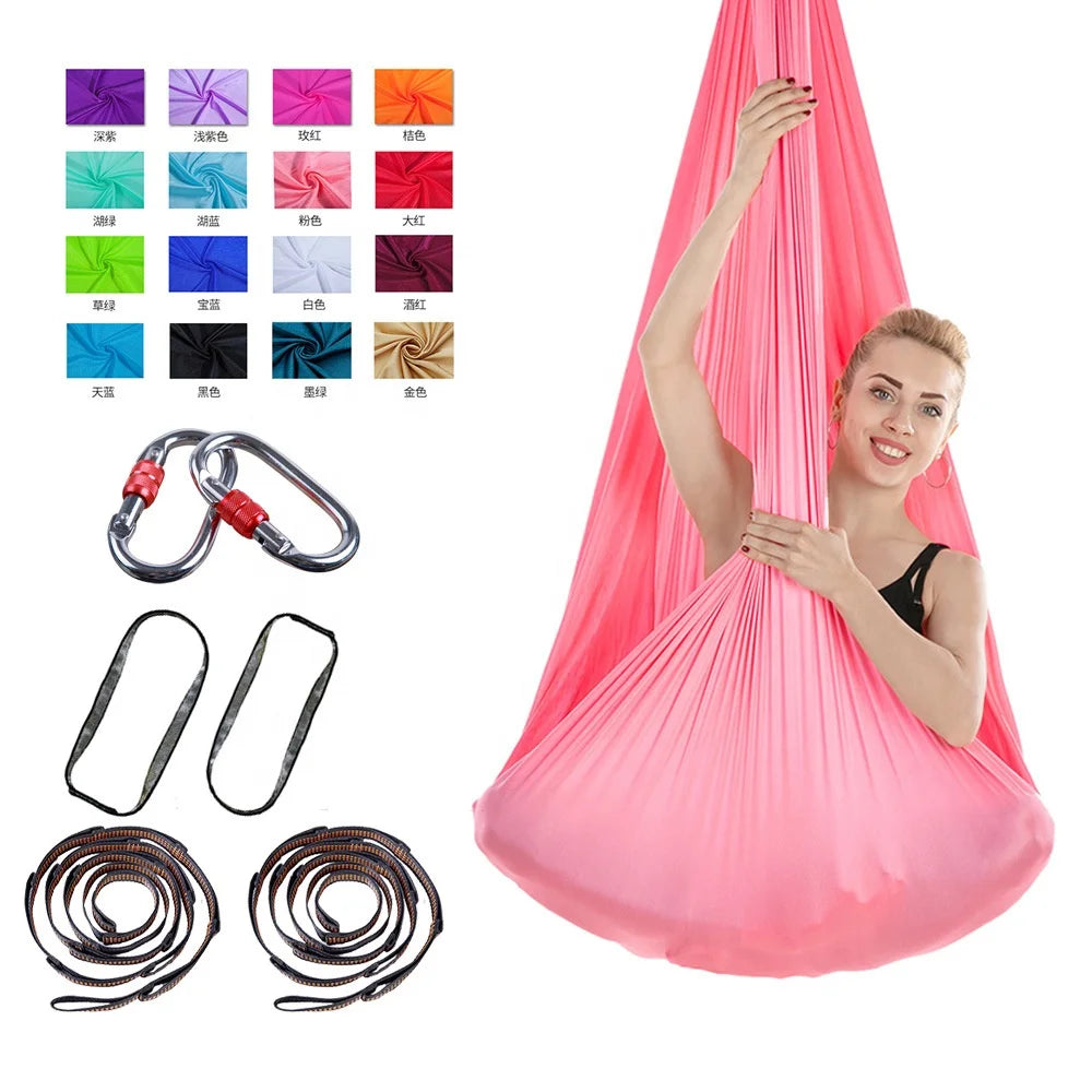18 Colors Soft Antigravity Indoor Sports Pilates Accessories High-Strength Air Flying Aerial Yoga Hammock for Outdoor Use