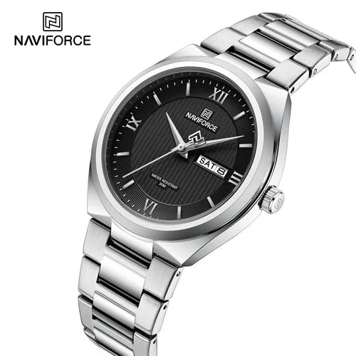 NAVIFORCE 8030 SB Luxury Factory Original Business Quartz Men Watches Waterproof Custom Logo OEM Silver Male Belt Montre Homme