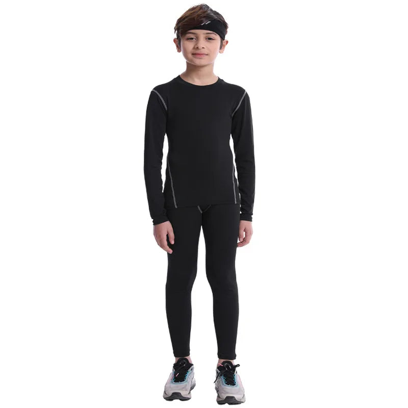 Children's Sports Training Running Long Sleeves Clothes Elastic Quick-drying Leggings