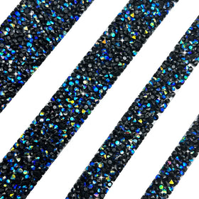 AB Rhinestone Crystal Trim Ribbon Black Resin Hot Fix Strip for DIY Techniques-Motif Style for Shoes Bags Decorative Applique