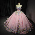 Jancember 1191 Luxury Pink Flower Lace-up Quinceanera Party Women's Dresses
