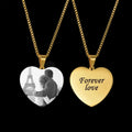 Personalized Custom Necklace Stainless Steel Blank Peach Heart Pendant with Laser Engraved Photos for Family Friends Lovers Gift