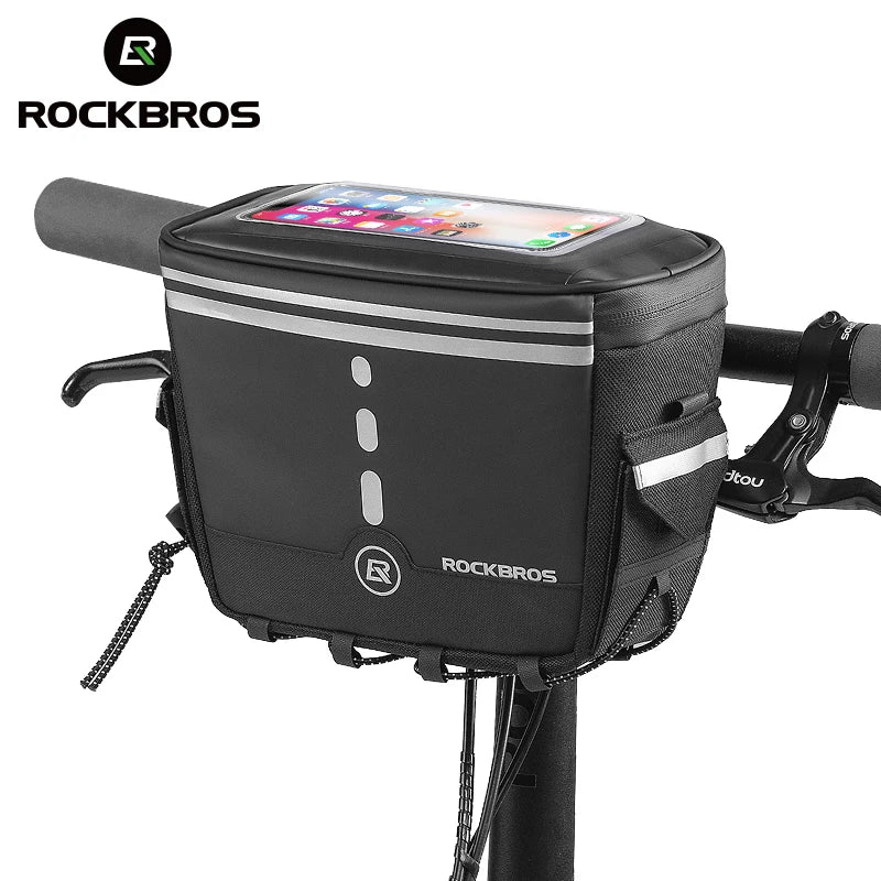 ROCKBROS Bicycle Large Waterproof Front Handlebar Rack Bags Touch Screen Phone Bag Multifunction Storage Bags