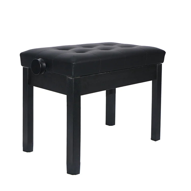 OEM Deluxe Premium Solid Electric Piano Keyboard Accessory Adjustable Wooden Bench with Storage in Black Wood and Leather