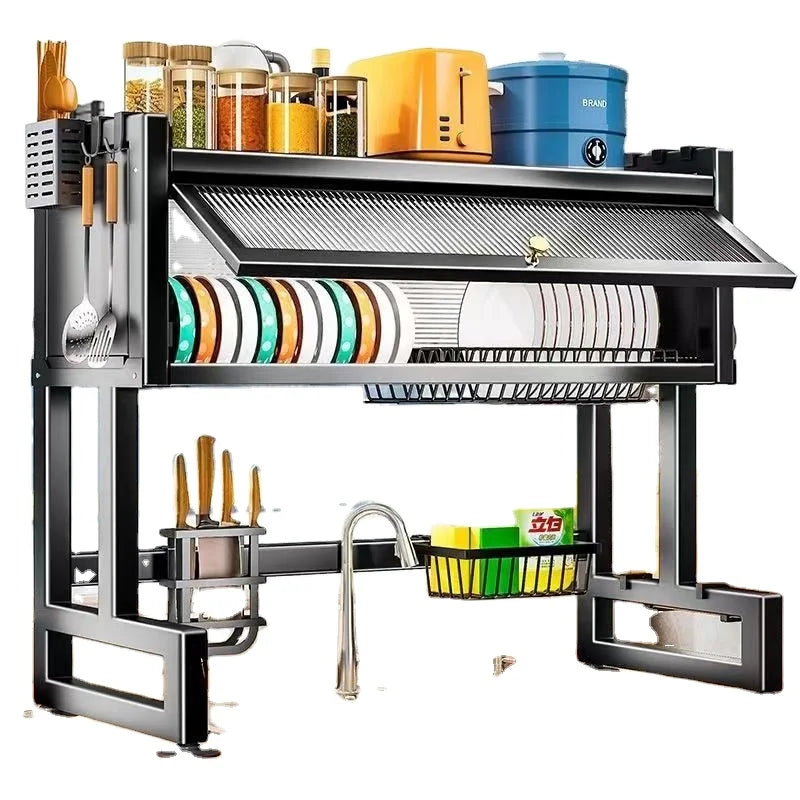Multifunction Organizer Storage Shelf High Efficiency Large Dish Rack Over Sink Dish Drainer Drying Rack for Kitchen Counter
