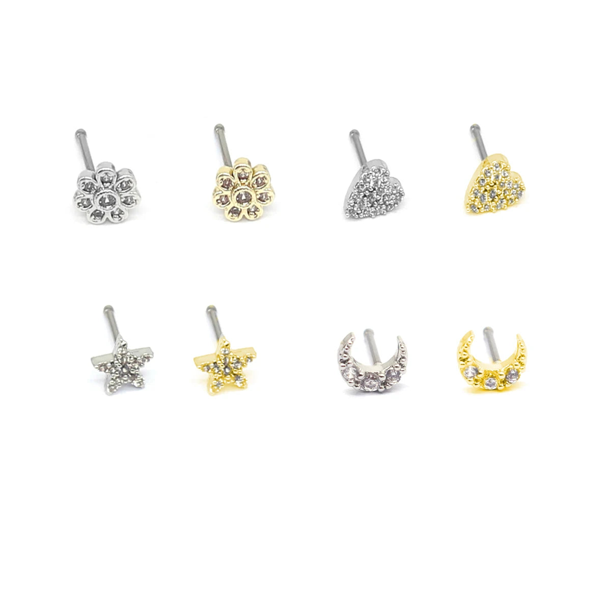Gaby Unique Flower Heart Moon Star Nose Studs Stainless Steel Body Piercing Jewelry with New Design Ring Hoop