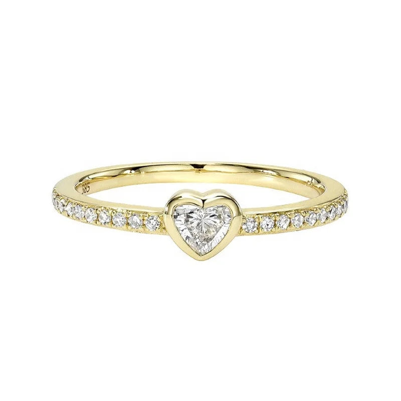 Milskye Custom Jewelry 18k Gold Plated 925 Sterling Silver Cz Tennis Heart Pinky Ring