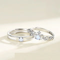 Moonstone Lovers Couple Ring Trend Personality Moonlight Crown Men Women ZIRCON Couple Adjustable Ring
