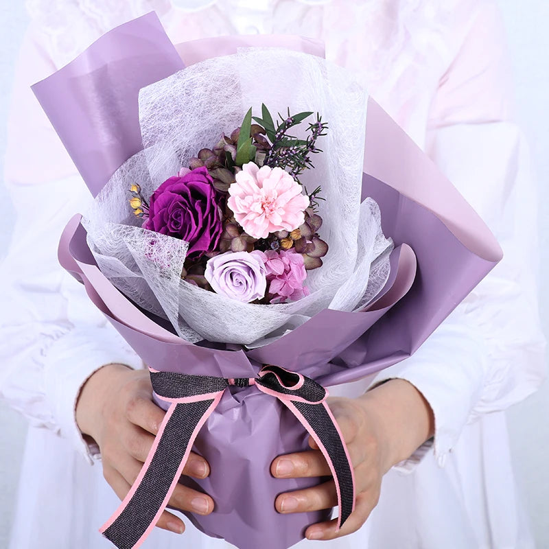 Liviflo New Design High Grade Beautiful Colorful 30-40CM Gift Box Valentine's Day Preserved Flower Bouquet 3-5 Years Longevity