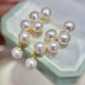 Classic S925 Pure Silver Needle Freshwater Pearl Earrings 5-6 Bead with 6-7mm Potato Pearl Natural and Elegant