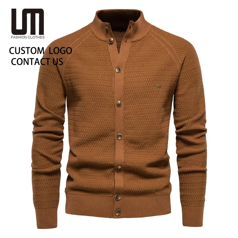 Clearance Sales Wholesale Men's Casual Knit Cardigan Sweater Basic Solid Color Business Office Coat Button Good Quality