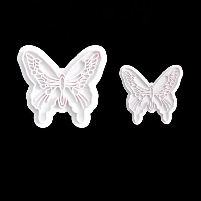 Pack of 2 Plastic Biscuit Mold Butterfly Cake Decorating Tools DIY Easy Release Cookie Cutter
