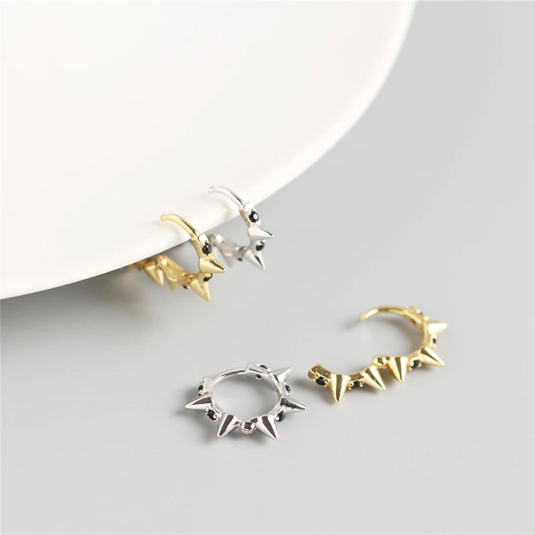 Hiphop Rock Style Unique Design Silver 925 Hoop Earrings Zircon Hoop Earrings