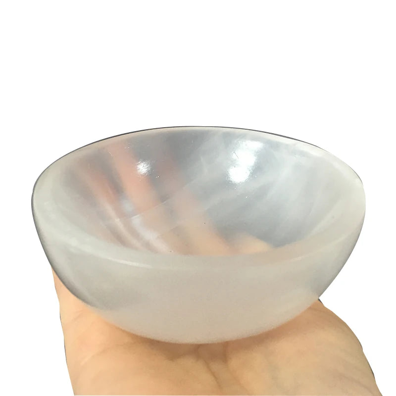 Wholesale Customized Selenite Round Bowl Crystal Bowl Engraved Crystal White Gypsum Bowl