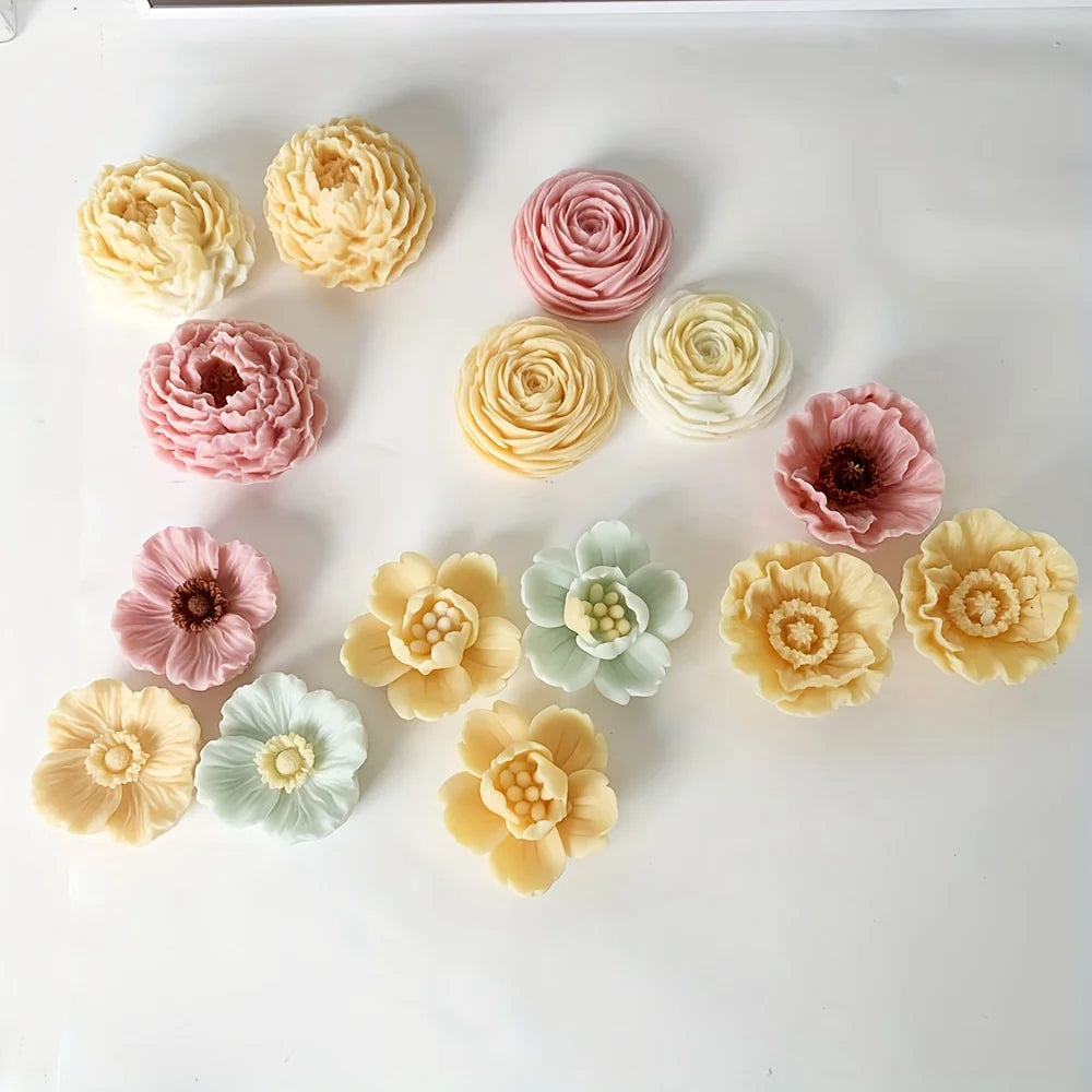 5 Styles of Cherry Blossom Silicone Molds Suitable for DIY Flower Shaped Candle Molds  Valentine's Day Gifts Etc
