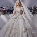 2023 New Fairy Lace Wedding Dress Luxury Embroidery Train Wedding Dress Elegant Long Sleeve Sequin Wedding Dress
