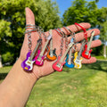 Wholesale Metal Instruments Guitar Keychain Guitar Shape Design Metal Keychain Promotional Gift
