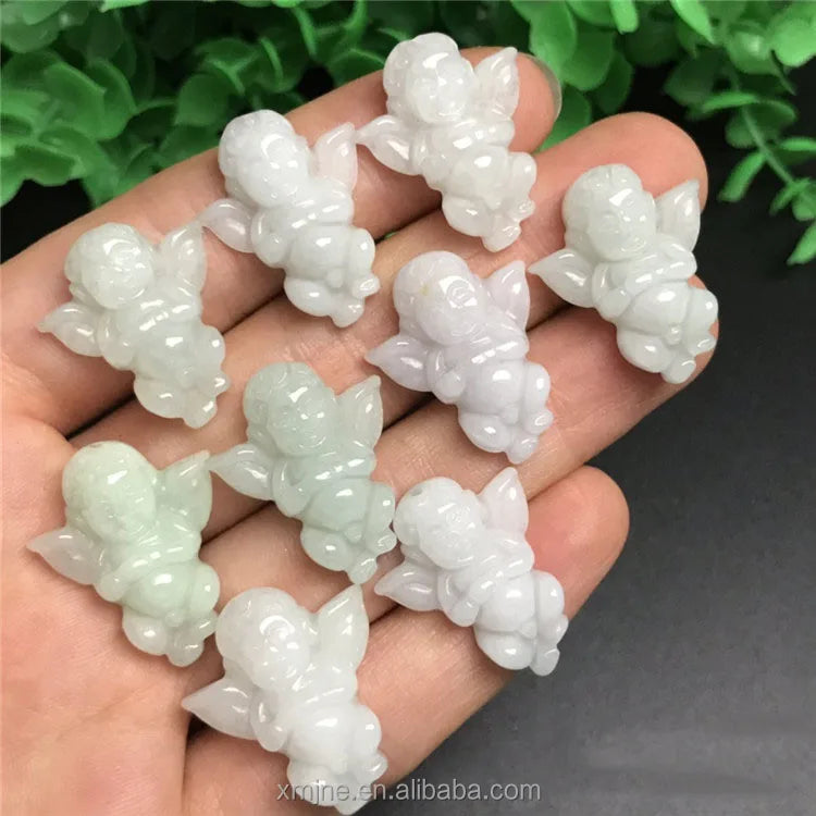 Certified Grade a Burma Jade  Road Ice Waxy Little Angel Cartoon Jade Pendant Pendant Jade Handicraft Factory Wholesale