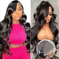 Ready Ship Wholesale 13*4 Full Frontal Wig 180% Density Body Wave Natural PrePlucked Indian Remy Human Hair Transparent for