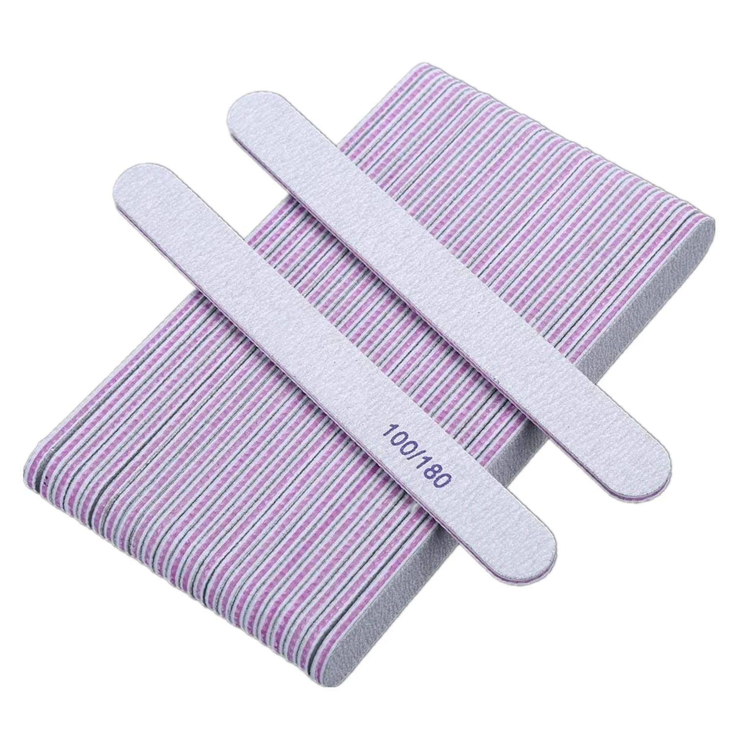 50PCS/PACK Nail Files Double Sided Emery Board (100/180 Grit) - Nail Buffering Files for Home and Salon Use