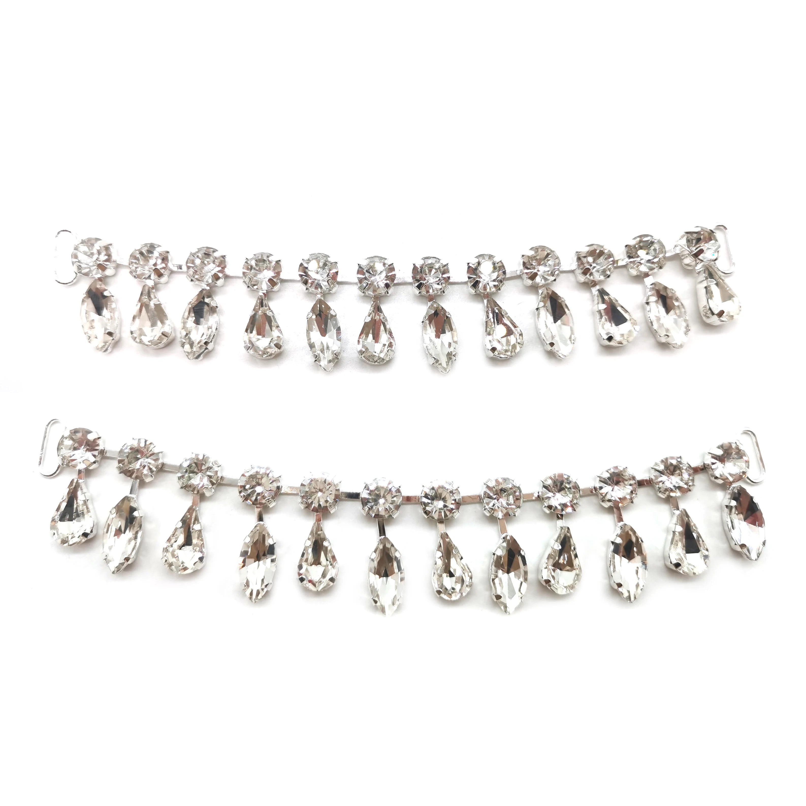 Sparkly Crystal Rhinestone Fringe Chain Teardrop Rhinestone Bikini Connector Bikini Buckle Chain for Swimsuit Decoration