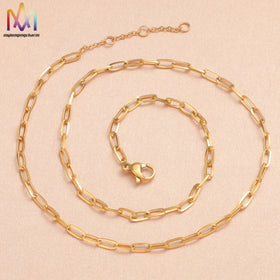 New Arrival Dainty Link Chain Paperclip Necklace 18K Gold Plated Stainless Steel Trendy Style