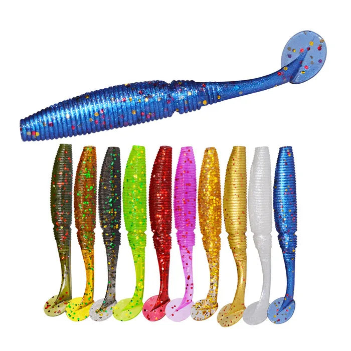 Bass Fishing Small T Tail Soft Lure 50mm 1g 15pcs Soft Fishing Lure Soft Bait Worm Grubs T Tail Wobblers Fishing Lure Factory