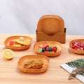 Tableware Set Wood Grain Color Fruit Cake Food Storage Plastic Tray Dessert Snack Dishes Plastic Plates