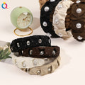 QIYUE Rhinestone Pearl Headband Women Hair Band Uneven Fabric Gilr Hair Hoop