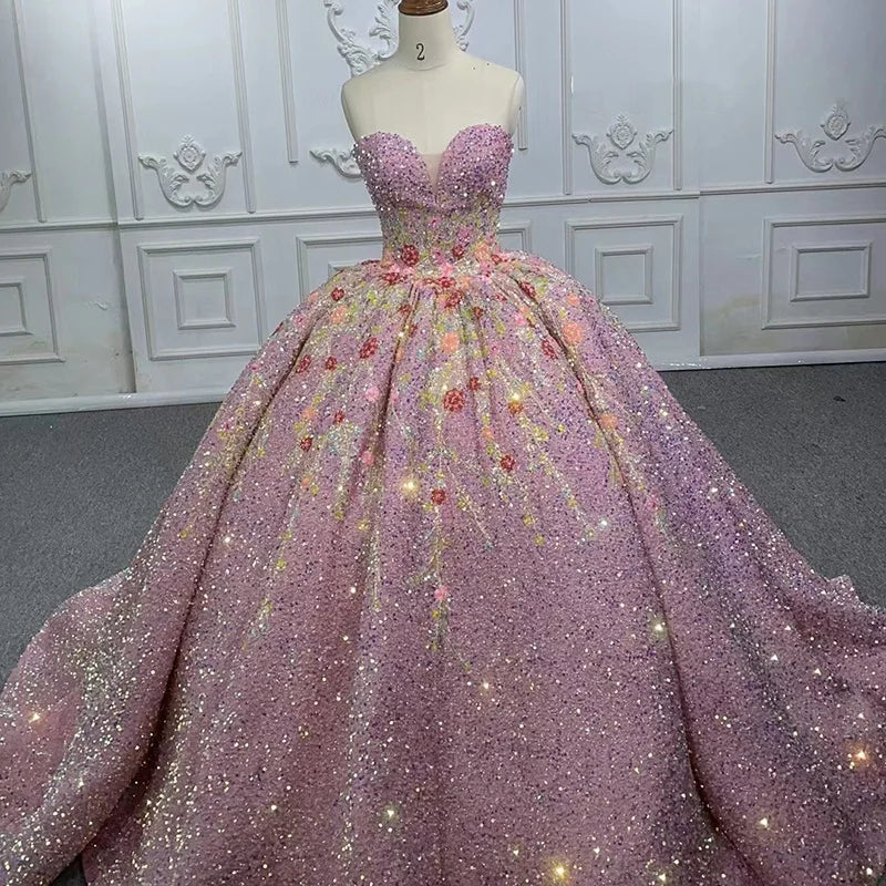 Jancember 6573 Shiny Strapless Sequins Ball Gown Formal Evening Quinceanera Dresses