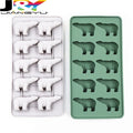 10 Cube Silicon Polar bear Shaped Ice Maker Trays with lids homemade Chocolate Candy Molds