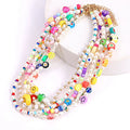 Trendy Multi-Element Cartoon Girls Necklace Diamond-Studded Mushroom Plastic Beads Cute DIY Face Pattern for Parties