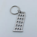 Stainless Steel Leaning Tower of Pisa Keychain - Custom Laser Cut Charm for Souvenirs & Gifts