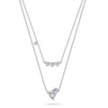 Sterling Silver SwaroDouble Heart Necklace Two Chains White and Purple Crystal Heart Pendant Necklace 925 for Women