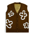 2024 Factory Unisex V-neck Knitting Vest Sweater Sleeveless Custom Jacquard Pattern Loose Vest Spring Fall Pure Cotton Knitwear