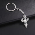 Lotus Pendant Keychain Flower Pendant Key Ring Car Key Chain Stainless Steel Pendant for Women Men