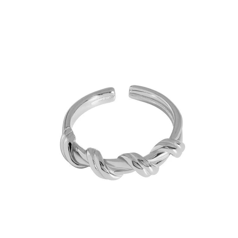 Trendy 18K Gold Plated 925 Sterling Silver Twisted Rope Knot Ring Adjustable Thumb Stackable Open for Women's Wedding and Party