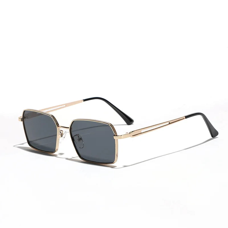 European American New Fashion Square Sunglasses for Men Women Gold Popular for Street Photography Internet Favorite Mirrors