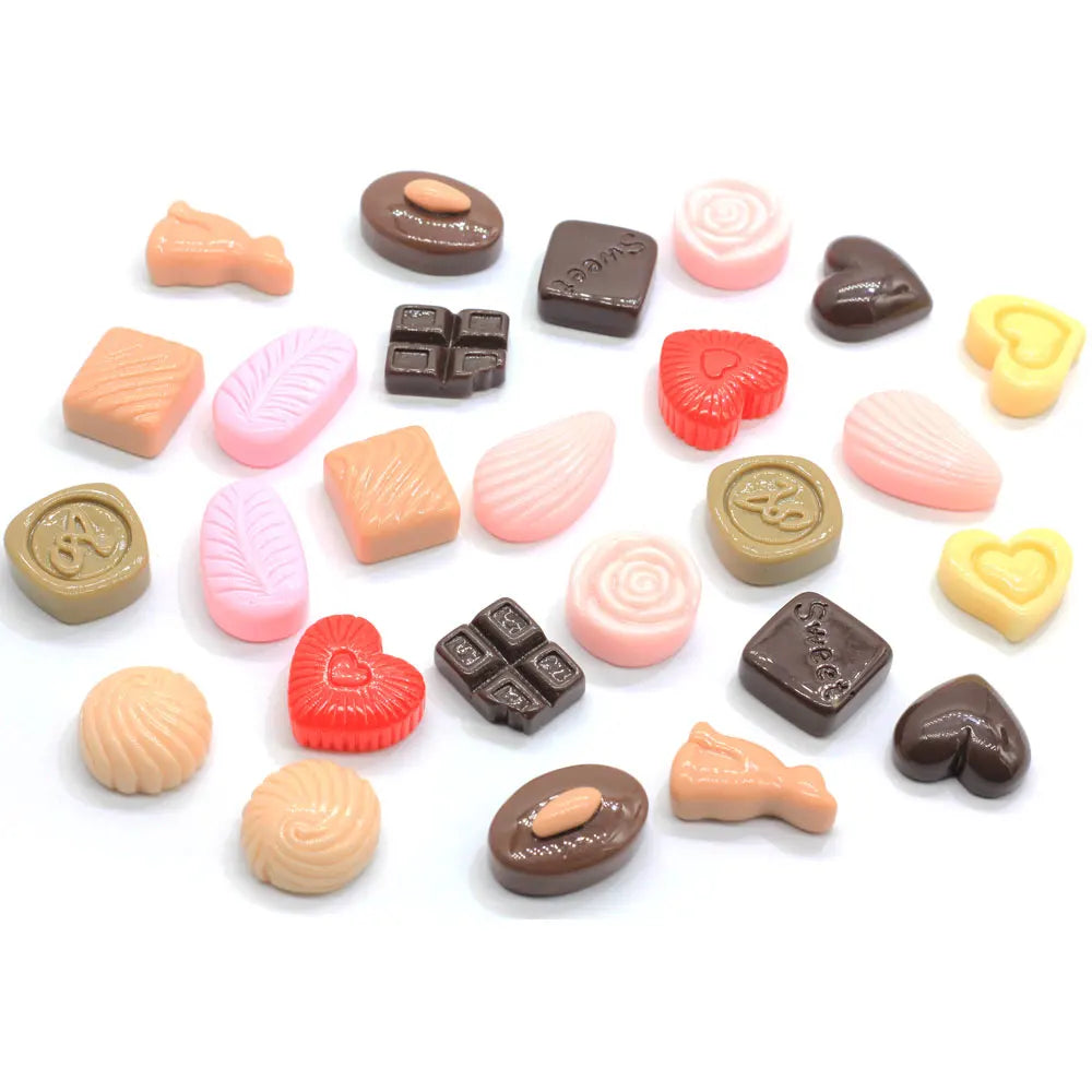 Mixed Styles Resin Flatback Chocolate Candy Cabochon for Baby Toy Phone Case Hair Bow Diy Accessories